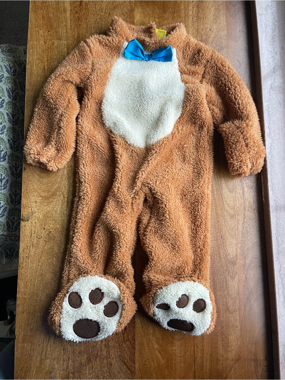 Baby Bear Brown Plush Bear Costume with Blue Bow